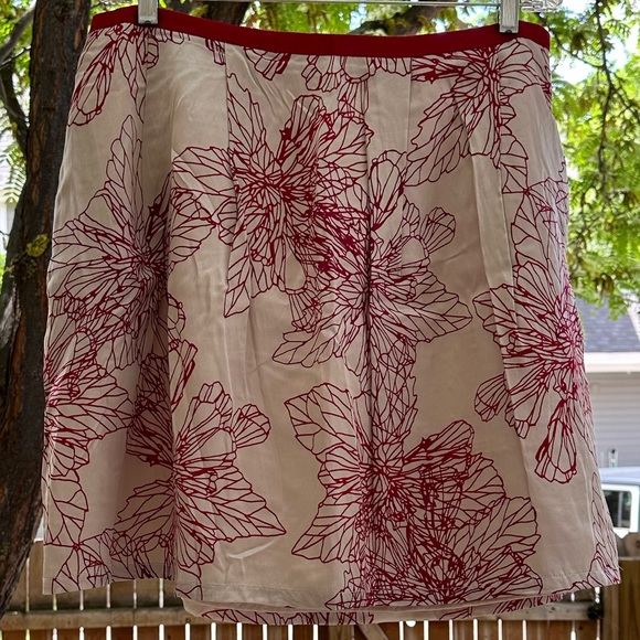 Gap NWT Silk Cotton Floral Lined Skirt Dark Red Holidays Christmas - Picture 14 of 14